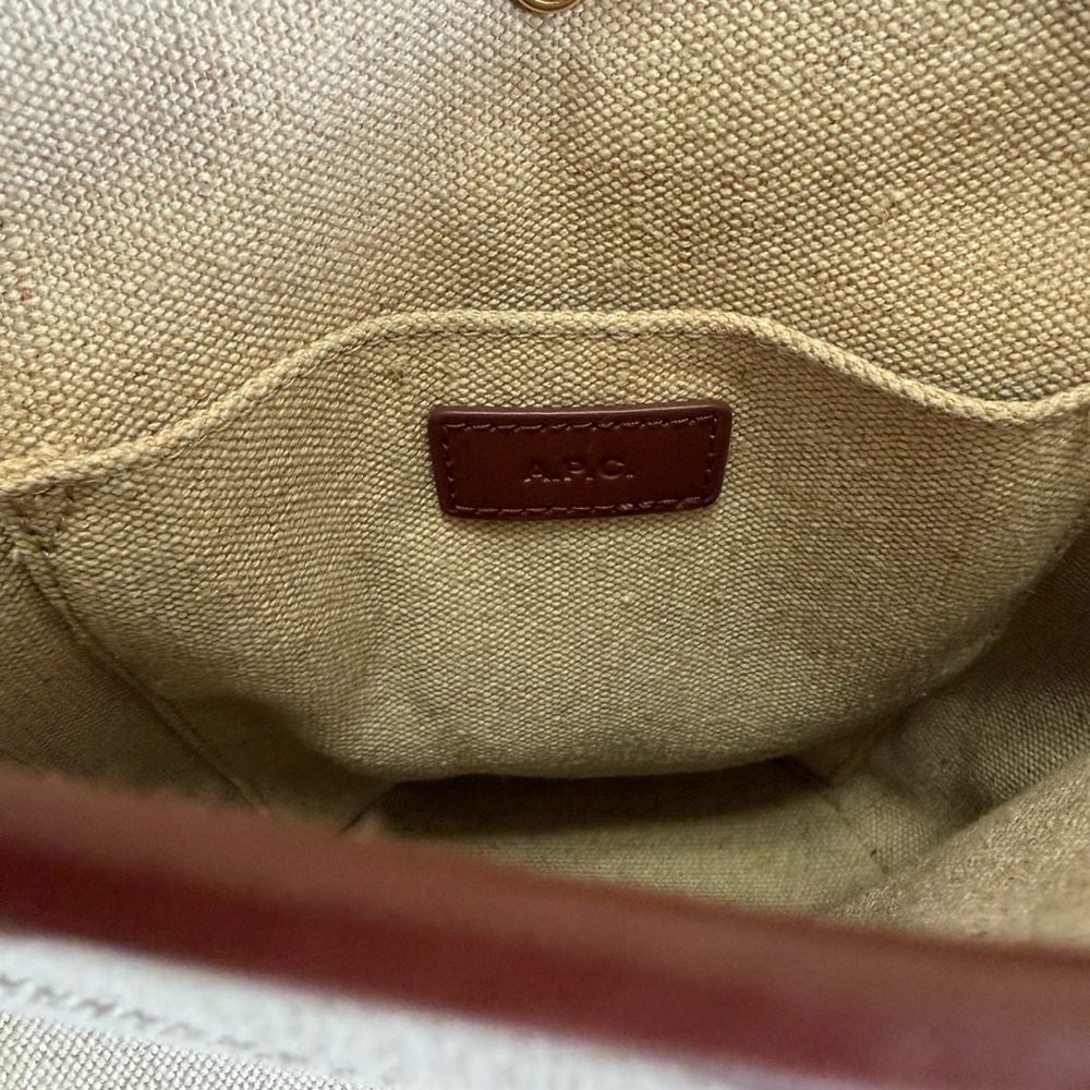 A.P.C. Beige and Dark Brown Sac Helene Noisette Bucket Bag - Picture 9 of 14